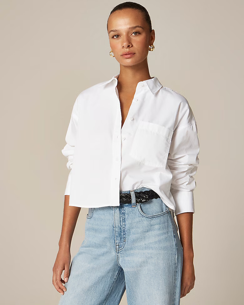 Étienne cropped button-up shirt in cotton poplin | J. Crew US