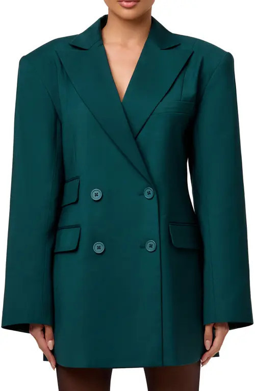 Naked Wardrobe Oversize Long Sleeve Blazer Dress in Deep Teal at Nordstrom, Size Small | Nordstrom