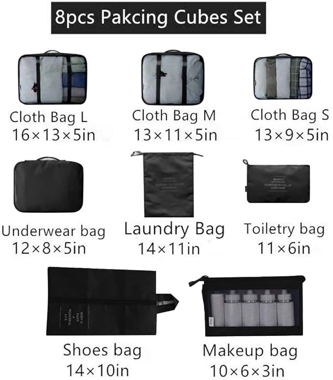 OEE Luggage Packing Organizers Packing Cubes Set for Travel | Amazon (US)