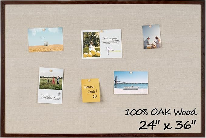 Fun Memories Cork Board Bulletin Board for Office, 24" x 36" Oak Wooden Framed Corkboard, Wall Mo... | Amazon (US)