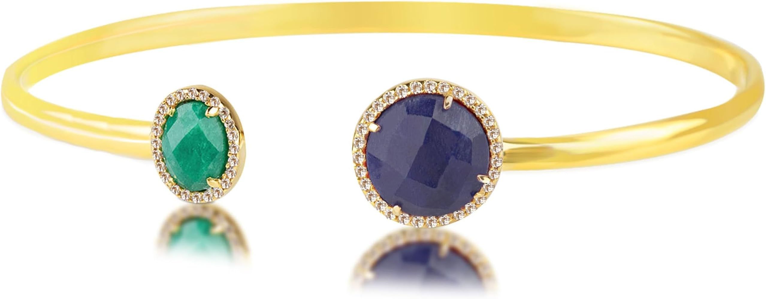 MAX + STONE Gemstone Bracelet for Women | 18k Gold over Sterling Silver Bangle Bracelet for Women... | Amazon (US)