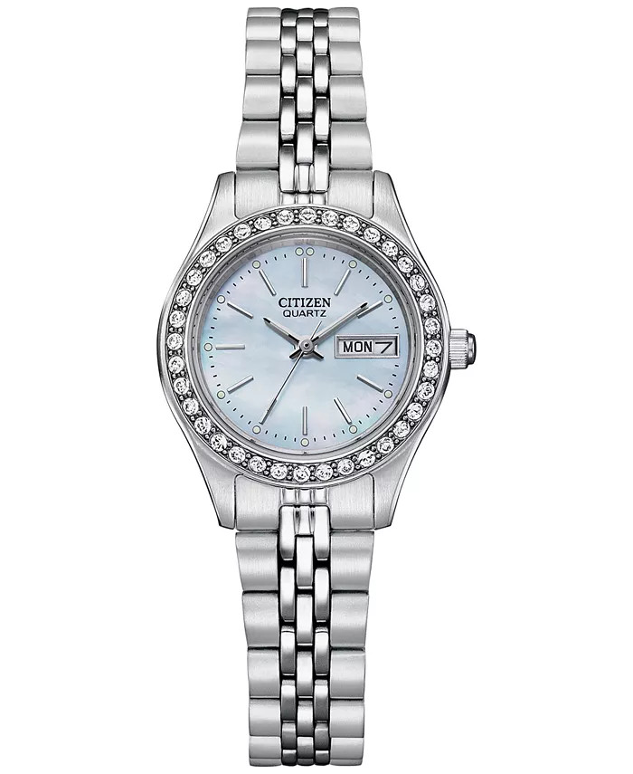 Women's Embellished Silver-Tone Stainless Steel Bracelet Watch 26mm | Macy's