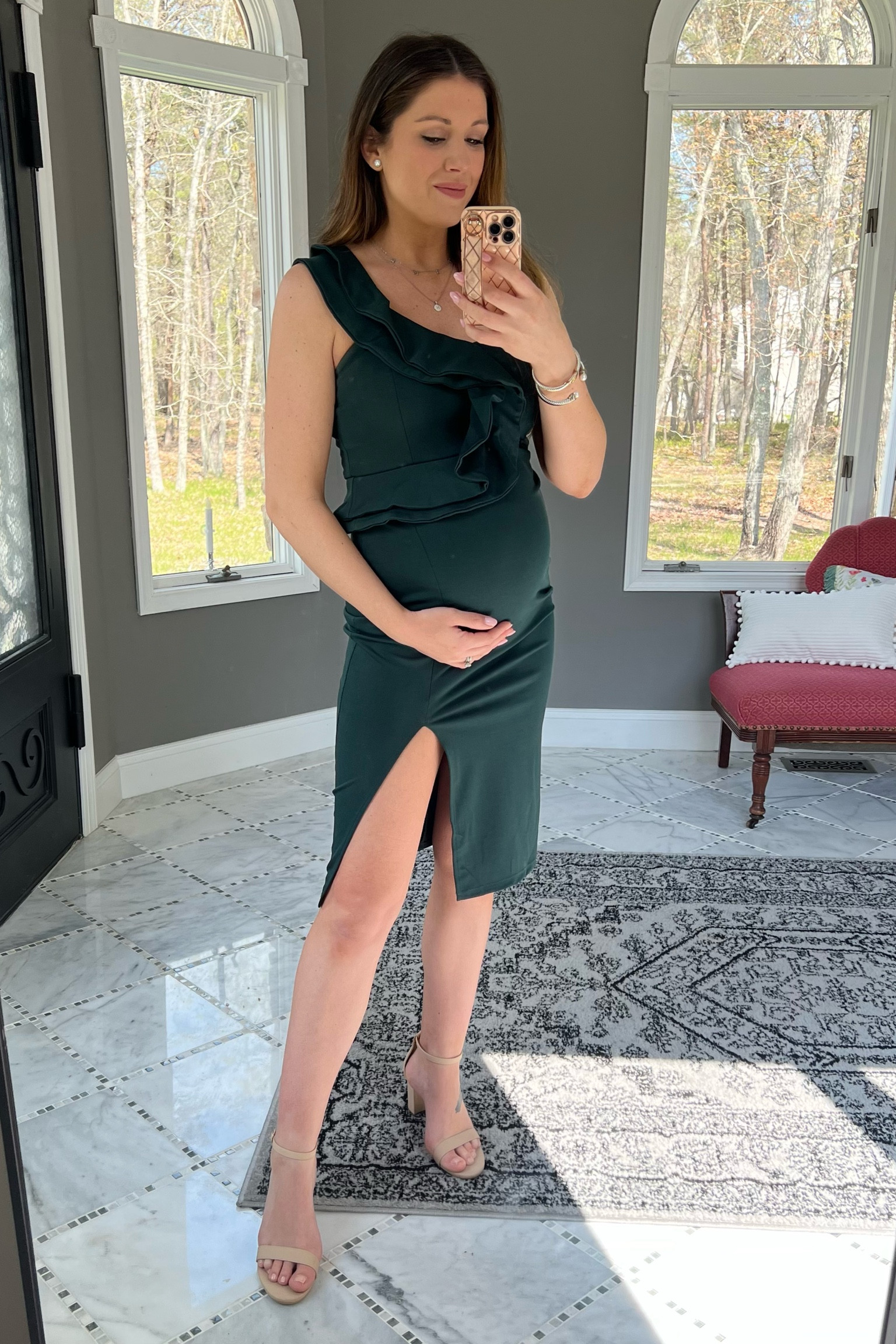 * not maternity!* Amazon Wedding Guest Dress, amazon wedding guest dresses, amazon dress, green dress, one shoulder dress, body con dress, pregnancy dress, formal dress, bump friendly dress, pregnancy style, bump style, LTK bump 

#LTKunder50 #LTKwedding #LTKbump