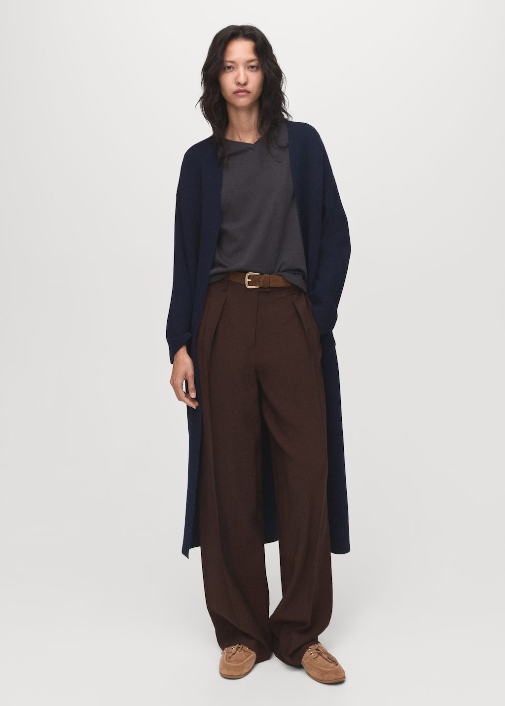 Knitted long coat dark navy - Woman - S - MANGO | Mango (US/MX/AU)