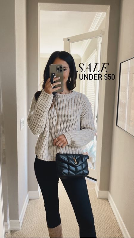 My sweater is on sale! Currently under $50! I’m just shy of 5’7 wearing the size XS. 
Casual style, fall style, YSL, StylinByAylin 

#LTKstyletip #LTKSeasonal #LTKunder100