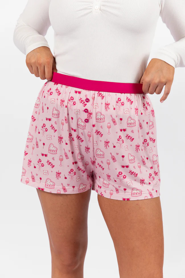 Subtle Hints Valentine's Day Icon Pajama Boxer Shorts FINAL SALE | Pink Lily