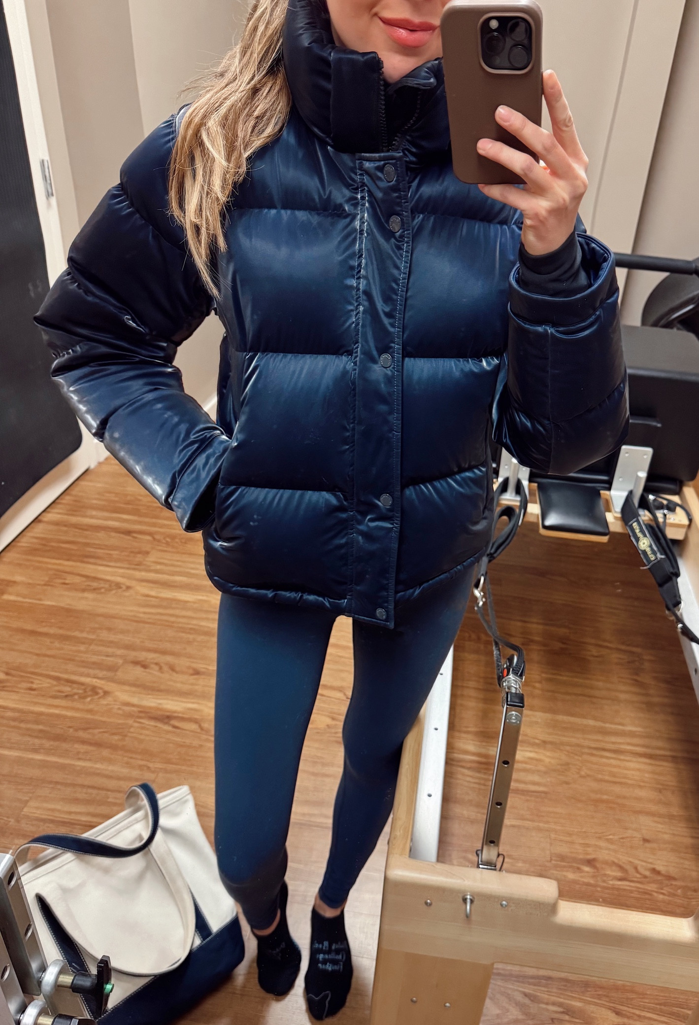 Obsessed with Aritzia workout sets!! I have the blue liquid shine Super Puff (sold out online) linked similar!! 

#LTKFitness #LTKSeasonal #LTKActive
