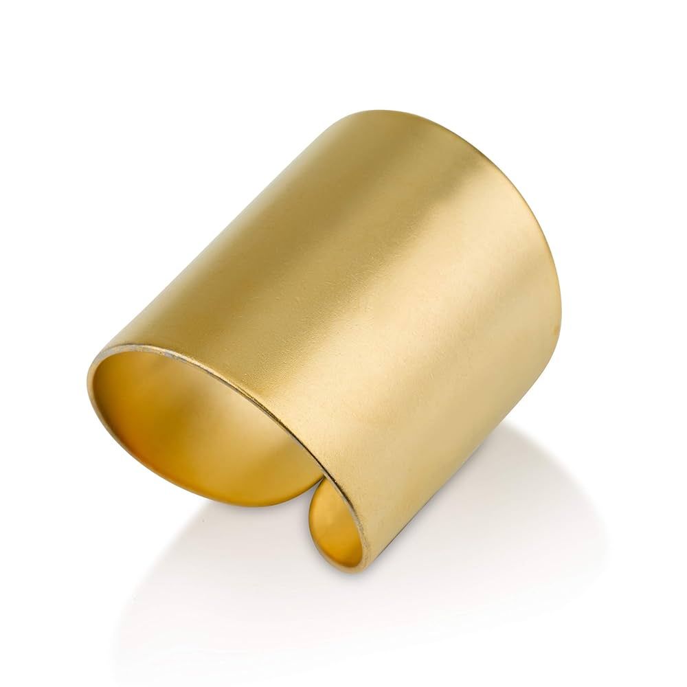 Modern Statement Gold Rings for Women and Girls, Adjustable Wide Cuff Ring Wrap Open Ring | Amazon (US)