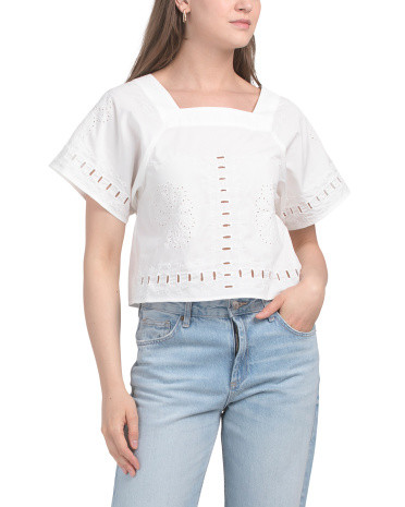 Cropped Broaderie Top | TJ Maxx