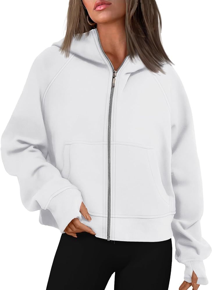 AUTOMET Womens Zip Up Cropped Hoodies Fleece Oversized Sweatshirts Full Zip Jackets Y2k Fall Clot... | Amazon (US)