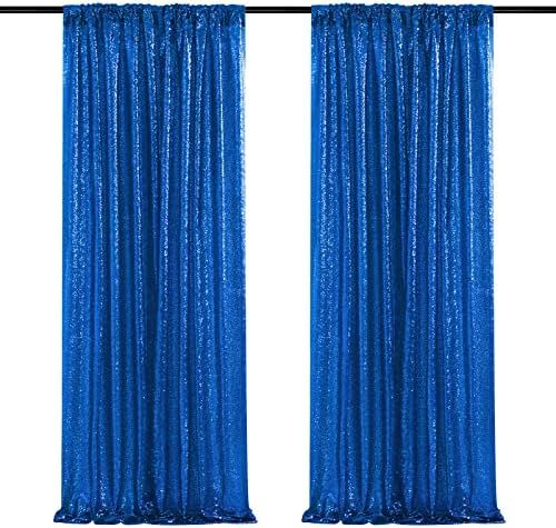 Navy Blue Sequin Backdrop 2 Panels 2ftx8ft Glitter Backdrop Curtains Birthday Party Decoration Ph... | Amazon (US)