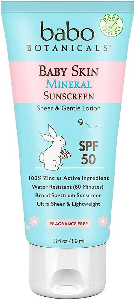 Babo Botanicals Baby Skin Mineral Sunscreen Lotion SPF 50 Broad Spectrum - with 100% Zinc Oxide A... | Amazon (US)