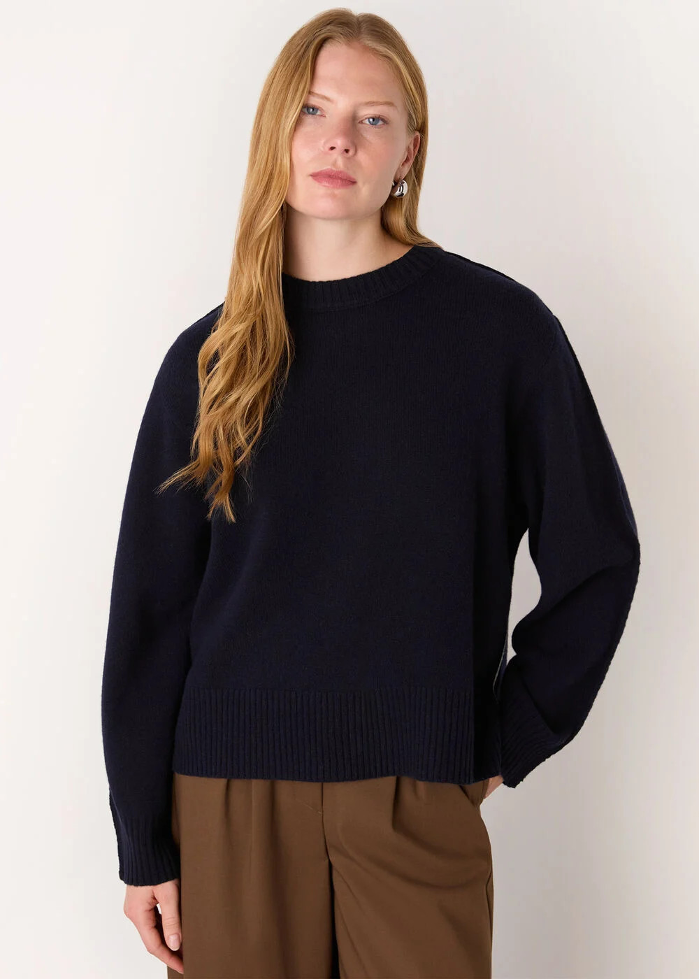 Navy Side Stripe Detail Wool Knit | WHISTLES | Whistles UK | | Whistles