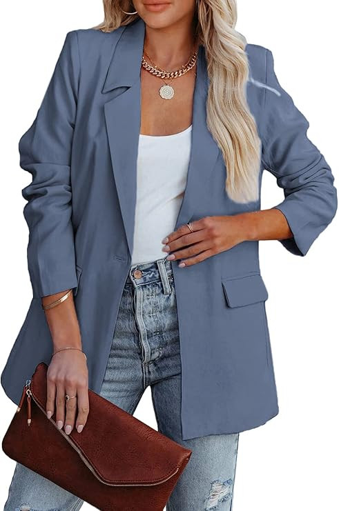 PRETTYGARDEN Women's Casual Blazers Long Sleeve Open Front Button Work Office Blazer Jacket with ... | Amazon (US)