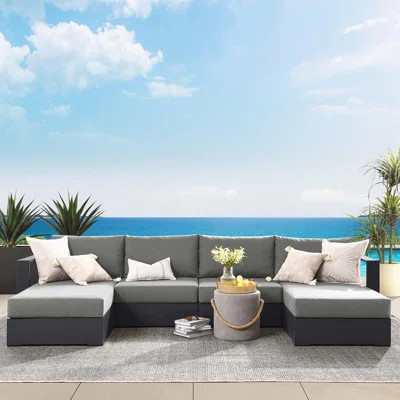 Modway Tahoe 132" Wide Outdoor U-Shaped Patio Sectional with Cushions | Wayfair North America