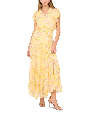 1.State Women's Tiered Floral-Print Flutter-Sleeve Maxi Dress - Macy's | Macy's