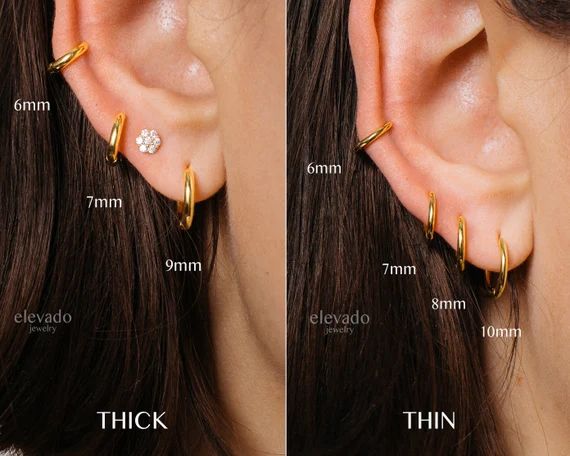 Everyday Solid Huggie Hoop Earrings • rounded hoop earrings • cartilage hoop • gold conch h... | Etsy (US)