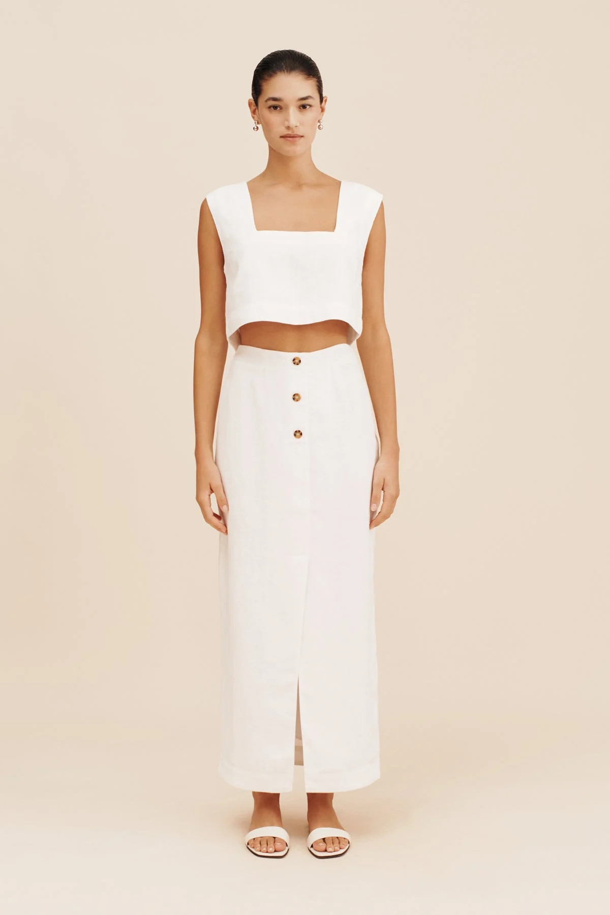 GIGI COLUMN SKIRT - IVORY | POSSE (US)