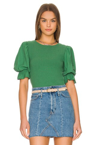 Nation LTD Bardot Gathered Top in Fern from Revolve.com | Revolve Clothing (Global)