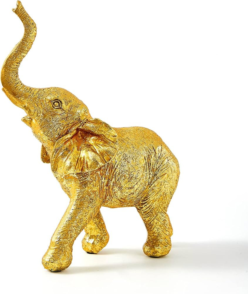 OTARTU 6 by 8 inch Elephant Figurines with Trunk up Gold Color,Elephant Statue Sculpture for Home... | Amazon (US)