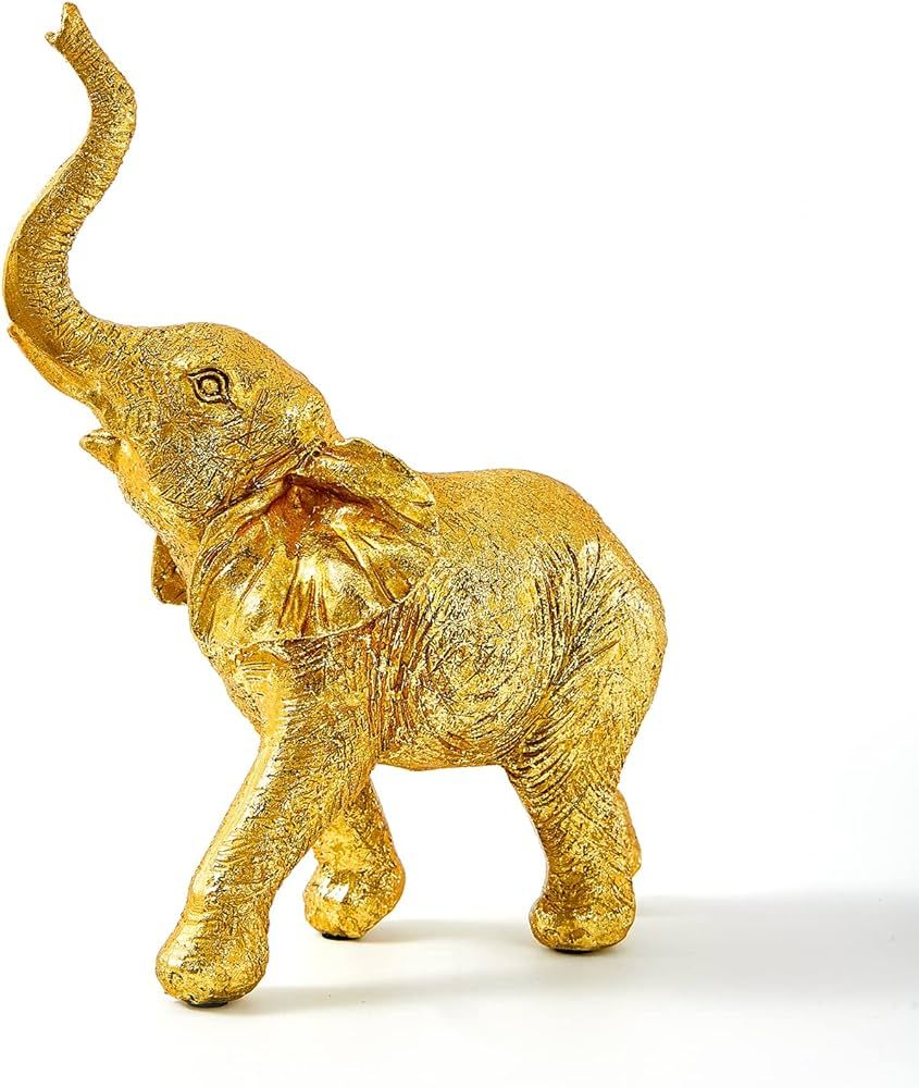 OTARTU 6 by 8 inch Elephant Figurines with Trunk up Gold Color,Elephant Statue Sculpture for Home... | Amazon (US)