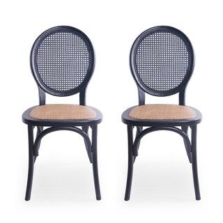 Chittenden Elm Wood and Rattan Dining Chair with Rattan Seat (Set of 2) by Christopher Knight Home ( | Bed Bath & Beyond