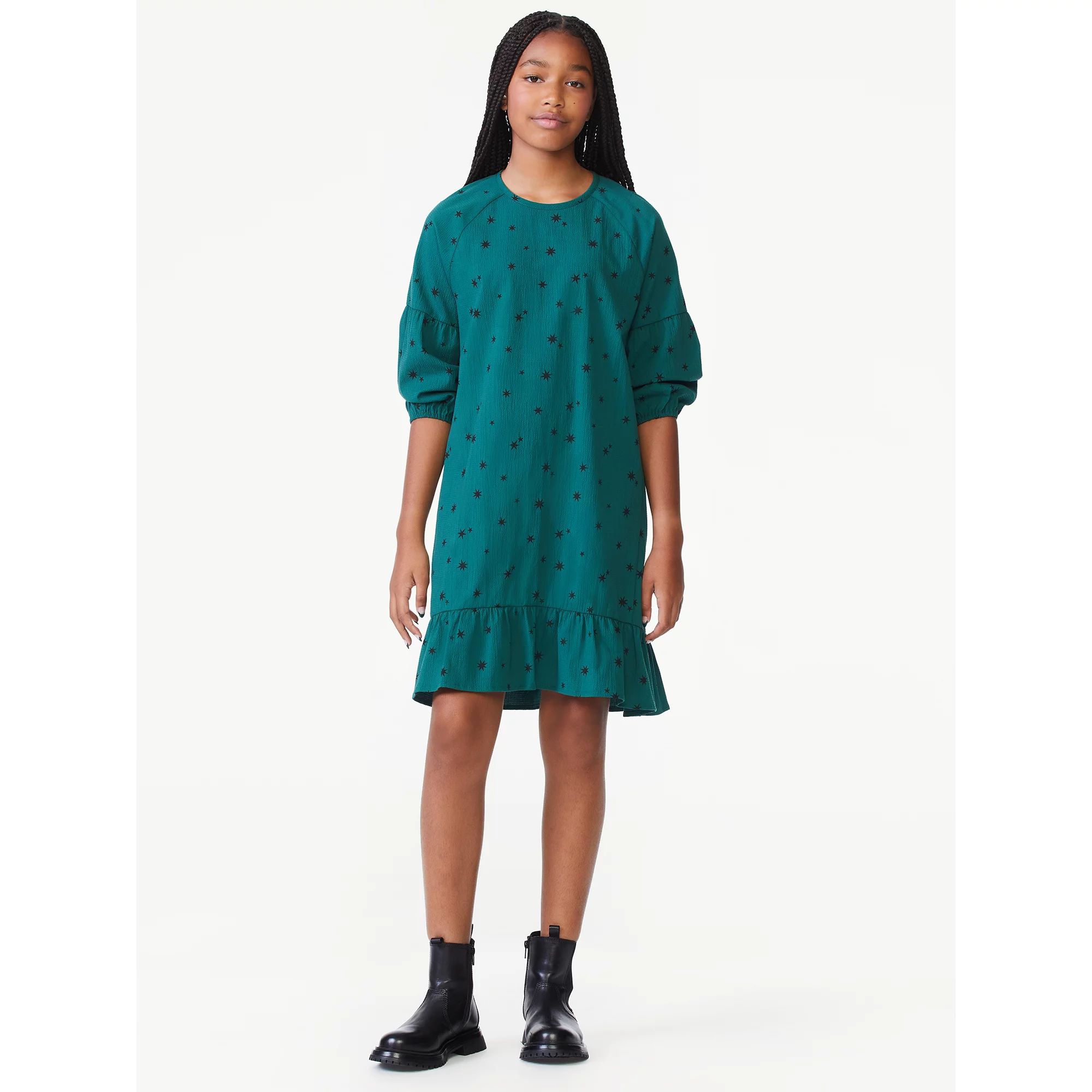 Free Assembly Girls Drop Waist Party Dress, Sizes 4-18 | Walmart (US)