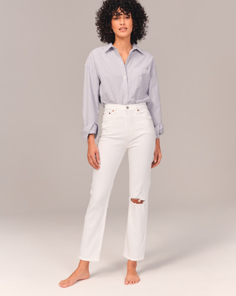 Ultra High Rise Ankle Straight Jeans | Abercrombie & Fitch (US)