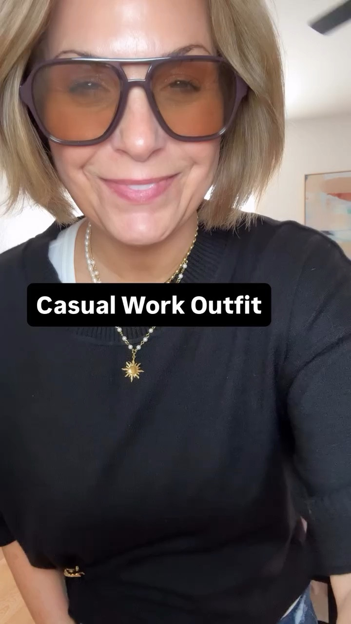 This sweater comes in a few colors and is so light and airy. I will link the whole outfit in my LTK shop and in my stories. Comment “shop” and I will send you the link! #casualworkoutfit #casualchicstyle #sidetuckhack #workfit
