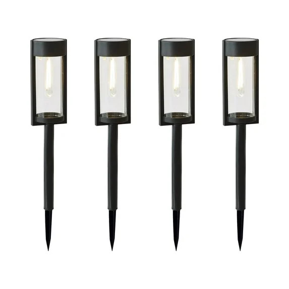 Better Homes & Gardens Wyatt Solar Powered Black 15 Lumens LED Landscape Bollard Pathway Light (4... | Walmart (US)
