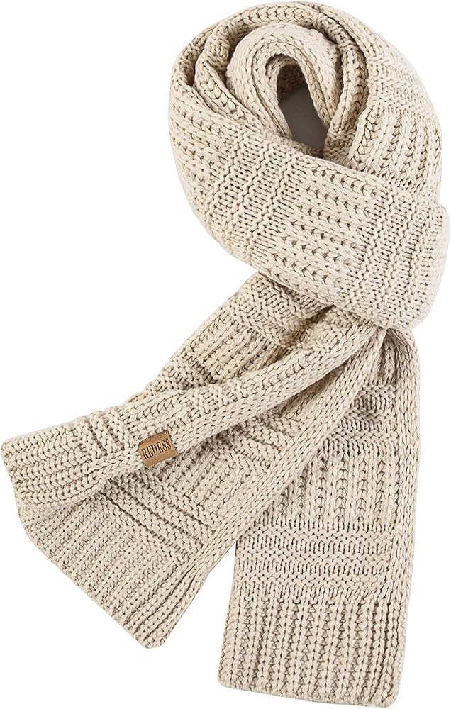 REDESS Women's Long Knit Scarf Winter Warm Big Wrap Thick Winter Cashmere Wool Large Chunky Scarf... | Amazon (US)