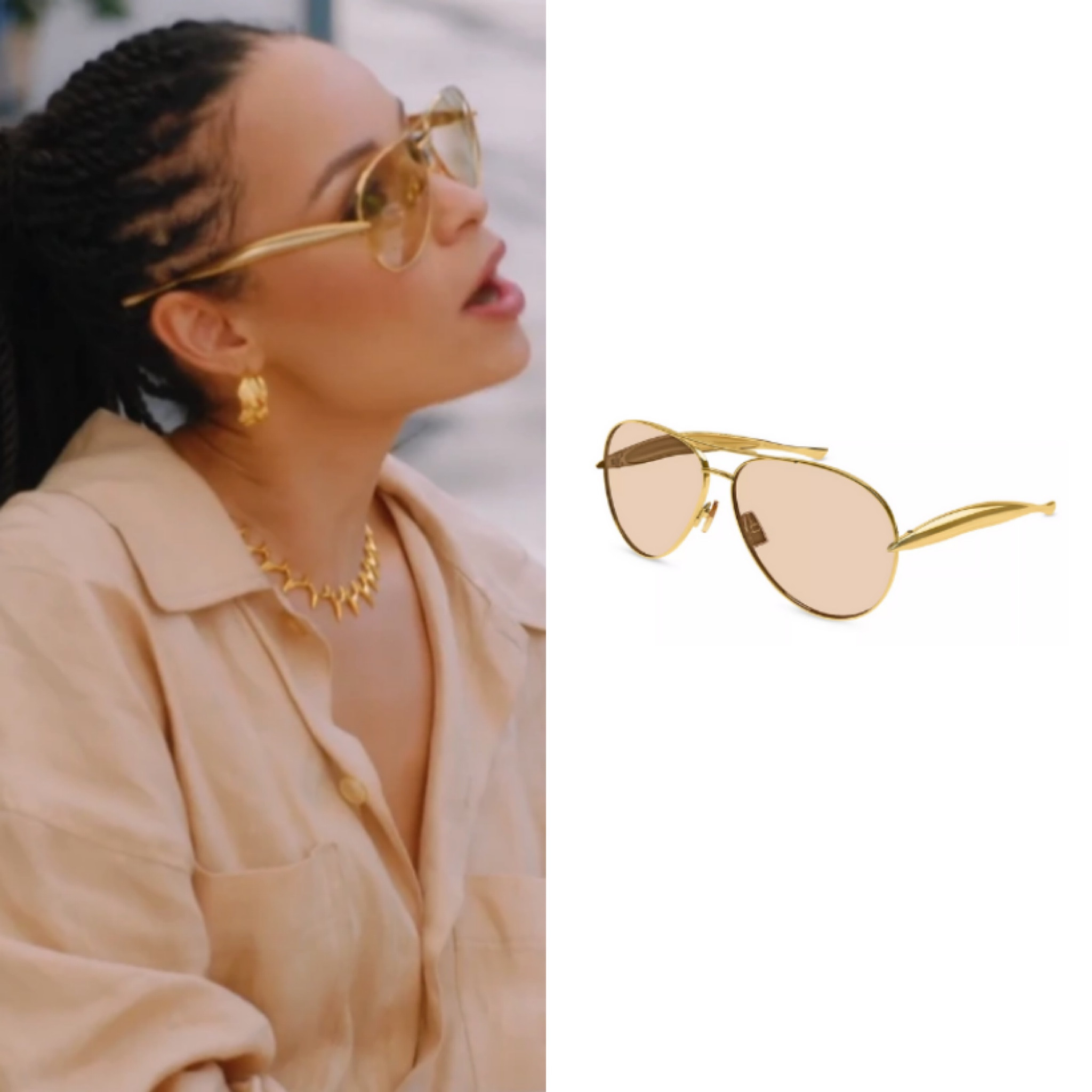 Sai De Silva’s Gold Aviator Sunglasses 