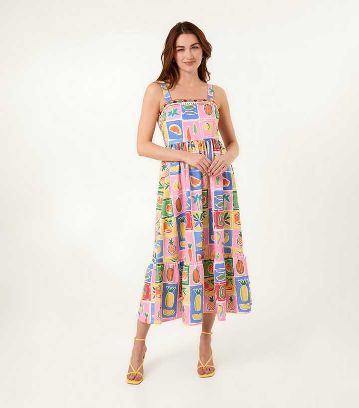 Blue Vanilla Multicoloured Fruit Print Midi Dress | New Look | New Look (UK)