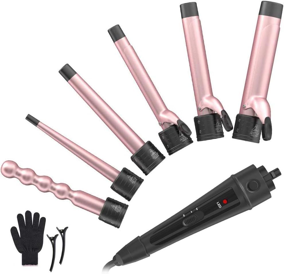 6 in 1 Curling Iron Wand Set - Laluztop Hair Curling Iron with 6 Interchangeable Ceramic Barrels(... | Amazon (US)