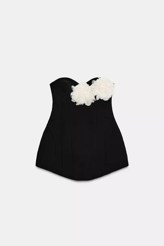 VESTITO SENZA SPALLINE CON FIORE A CONTRASTO | Zara IT