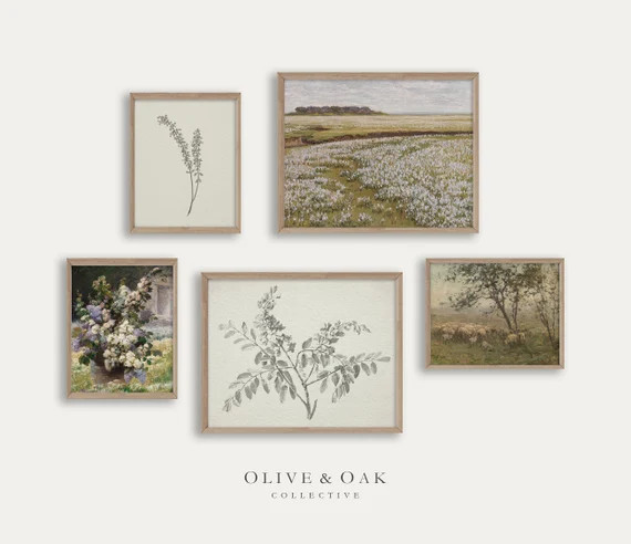 Spring Gallery Wall Set / Set of Spring Landscape Prints / Vintage Botanical Wall Art / Spring De... | Etsy (US)