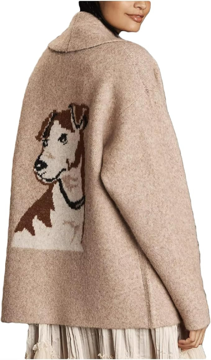 Women Lobster Knit Sweater Cardigan Long Sleeve Button Down Chunky Knit Sweater Y2k Graphic Fall ... | Amazon (US)