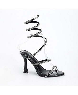 Women's Alexandra55 Rhinestone Wrap Heels | Macy's