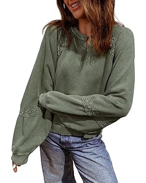 Acelitt Women Casual Long Sleeve Crewneck Sweatshirts Pullover Tops,S-XXL | Amazon (US)
