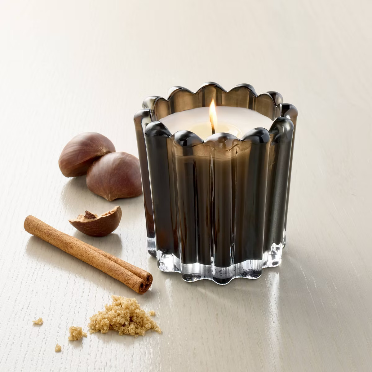 Ribbed Glass Harvest Chestnut Jar Candle Dark Brown 7oz - Hearth & Hand™ with Magnolia | Target