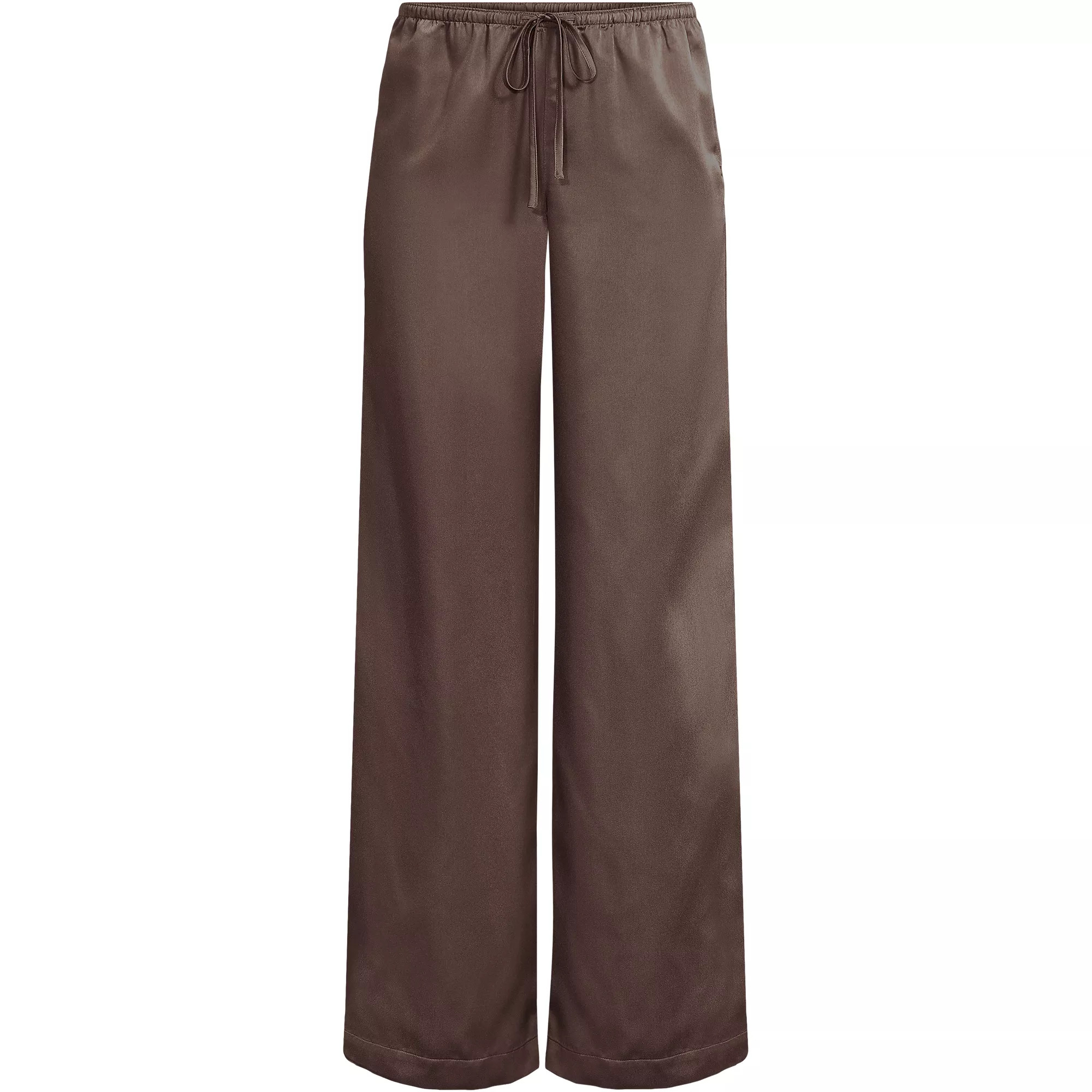 Women's Creaseless Silky High Rise Wide Leg Drawstring Pants | Lands' End (US)