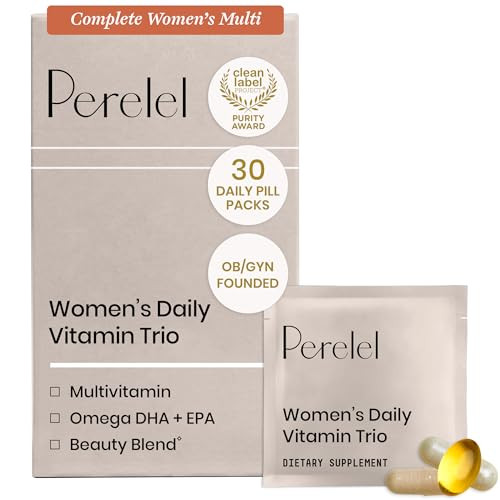 Perelel Womens Daily Vitamin Trio, Multivitamin, Omega 3 DHA, & Biotin | Amazon (US)