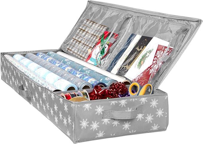 Christmas Storage Organizer - Wrapping Paper Storage and Under-Bed Storage Container for Holiday ... | Amazon (US)
