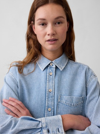 UltraSoft Denim Oversized Shirt | Gap (US)