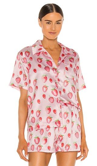 x Dessie Jackson Painted Strawberries Bowling Shirt | Revolve Clothing (Global)