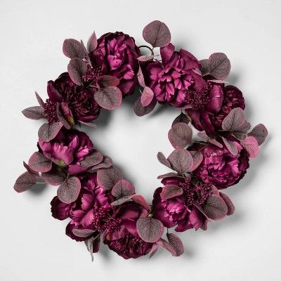 20" Artificial Peony Flowers Wreath Purple - Opalhouse™ | Target