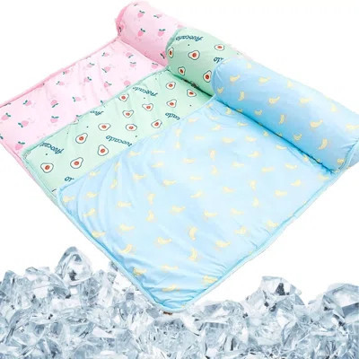 Summer Dog Cooling Mat Washable Ice Silk Cat Cooling Bed Pad With Pillow Soft Green S | Wayfair North America
