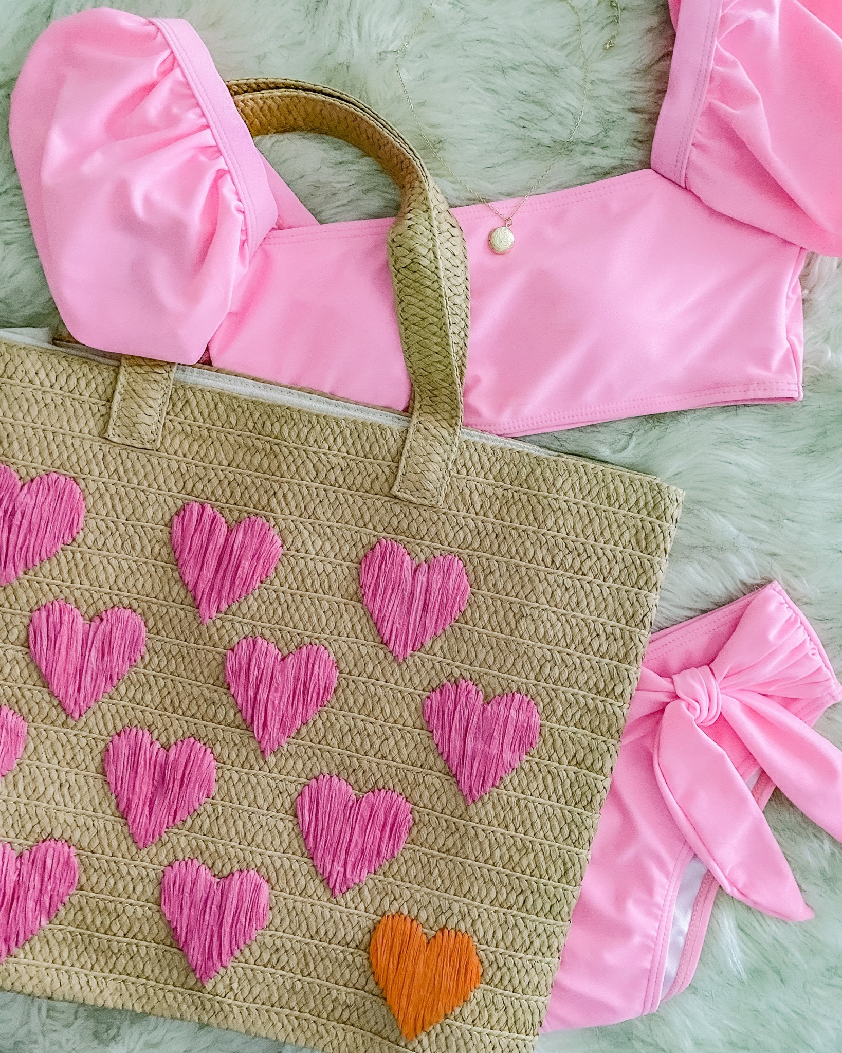 Pink Puff Sleeve High Waisted Bikini Set paired with an adorable pink heart Be Mine straw tote bag from BTB Los Angeles (these come in so many cute colors)! The perfect pool outfit!💗
Pink Swimsuit 
Pink Tote Bag
Vacation Bag 
Vacation Outfit 
Summer Outfit
Beach Outfit 
#ltkitbag
#ltkswim
#ltktravel
#ltkstyletip

#LTKU #LTKGiftGuide #LTKSeasonal