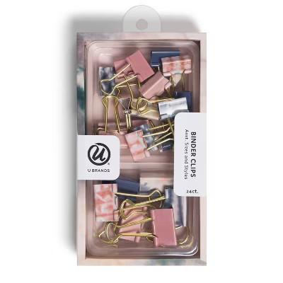 U Brands 24ct Medium and Mini Binder Clips - Soft Dye | Target