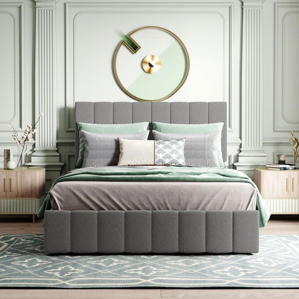 Upholstered Platform Bed With A Hydraulic Storage System | Wayfair North America